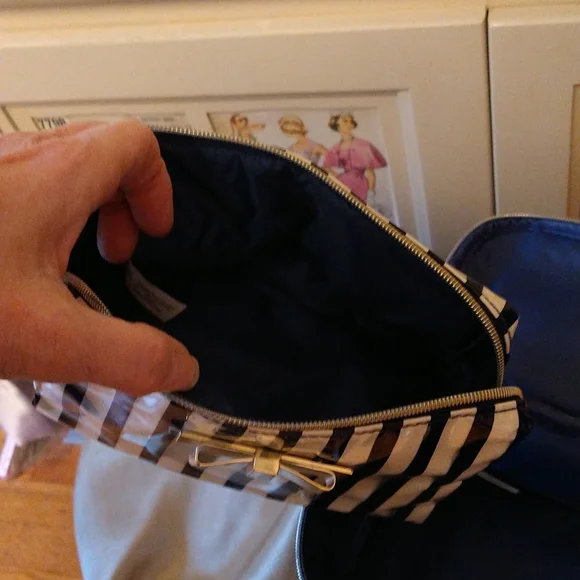 Cosmetic bag set gold striped, dotted and navy - Picture 7 of 8